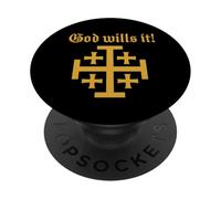 Cruz DE JERUSALÉN - Dios LO Quiere - Deus Vult PopSockets PopGrip Adhesivo