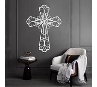 Cruz de Jesús de Metal Blanco con Rama de árbol, Arte de Pared, decoración de Pared de Metal con árbol Espiritual de la Vida, Obra de Arte de Cruz de Jesús, Escultura Moderna Decorativa pa