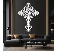 Cruz de Jesús de Metal Blanco con Rama de árbol, Arte de Pared, decoración de Pared de Metal con árbol Espiritual de la Vida, Obra de Arte de Cruz de Jesús, Escultura Moderna Decorativa pa