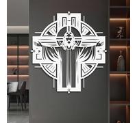 Cruz de Jesús de Metal Negra, Arte de Pared de Metal, decoración de Pared de Arte Cristiano de Metal, Escultura Moderna Decorativa de Cruz para Sala de Estar, Dormitorio, Pasillo y esca