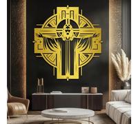 Cruz de Jesús de Metal Negro, Arte de Pared de Metal, decoración de Pared de Arte Cristiano de Metal, Escultura Moderna de decoración de Cruz para Sala de Estar, Dormitorio, Pasillo y e