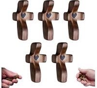 Cruz de madera hecha a mano Mi corazón, Cruces de madera Fidget, Cruz de mi corazón de madera, Cruz de bolsillo for aliviar el estrés, Cruz de mano, Regalo de aliento, Decoración de cruz de madera Reg