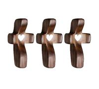 Cruz de Madera Hecha a Mano "Mi Corazón", Regalos para Aliviar el Estrés con los Dedos, Rezo Orar Ánimo Cruz Pequeña de Bolsillo para Adultos Que Rezan, Se Aferran y Se Aferran(White heart(3PC))