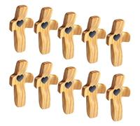Cruz de Madera Hecha a Mano "Mi Corazón", Regalos para Aliviar el Estrés con los Dedos, Rezo Orar Ánimo Cruz Pequeña de Bolsillo para Adultos Que Rezan, Se Aferran y Se Aferran(Black heart - B(10PC))