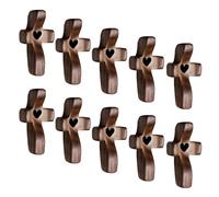 Cruz de Madera Hecha a Mano "Mi Corazón", Regalos para Aliviar el Estrés con los Dedos, Rezo Orar Ánimo Cruz Pequeña de Bolsillo para Adultos Que Rezan, Se Aferran y Se Aferran(Black heart - A(10PC))