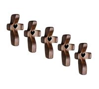 Cruz de Madera Hecha a Mano "Mi Corazón", Regalos para Aliviar el Estrés con los Dedos, Rezo Orar Ánimo Cruz Pequeña de Bolsillo para Adultos Que Rezan, Se Aferran y Se Aferran(Black heart - A(5PC))