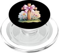 Cruz de Madera Rosa con Lazo Floral para Primavera Cristiana PopSockets PopGrip para MagSafe