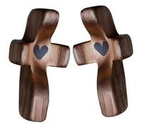 Cruz de madera tallada,2 piezas Cruz de oración de madera,cruz de amor tallada a mano,cruz de madera pequeña,cruz de oración cristiana para oración y meditación,51 x 25 mm