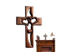 Cruz de matrimonio, decoración de dormitorio tallada a mano, cruz de boda de madera, para recién casados, amigos, familia, boda, día de San Valentín, hogar, apartamento, entrada, dormitorio, estudio