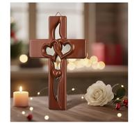 Cruz De Matrimonio, Decoración De Pared Con Cruz De Madera, Cruces De Corazones Con Manos Entrelazadas Para San Valentín Y Navidad, Arte Cristiano De Pared Hecho a Mano, Cruces De Boda(Retro*1)