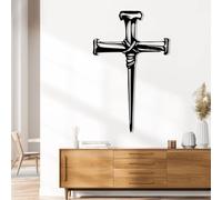 Cruz de Metal Negra para Pared, decoración de Pared Religiosa Cristiana de Metal, Escultura Moderna para Sala de Estar, Dormitorio, Pasillo y decoración del hogar (Negra, 48 x 76 cm).