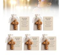 Cruz De Oración De Madera Con Tarjeta De Bolsillo Para Orar Con Ambas Manos. Cruz De Malla Hecha a Mano Con Tarjeta De Oración De Bolsillo De Madera Con Gasa. Regalo Cristiano(5pcs)