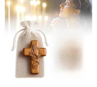 Cruz De Oración De Madera Con Tarjeta De Bolsillo Para Orar Con Ambas Manos. Cruz De Malla Hecha a Mano Con Tarjeta De Oración De Bolsillo De Madera Con Gasa. Regalo Cristiano(1pc)
