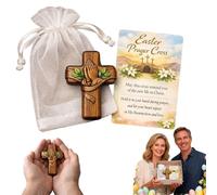Cruz de oración, hecha a mano, cruz de madera con tarjeta inspiradora y bolsa con cordón, oración y comodidad, regalo cristiano único, santuario de fe para oración, regalos de Pascua (1 unidad)