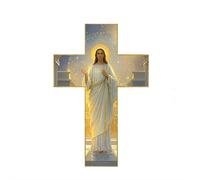 Cruz de pared de madera vintage de Jesucristo, decoración retro de Jesucristo, crucifijo católico, decoración rústica hecha a mano con tallado de Jesús, arte de paredes de Cristo para regalos