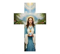 Cruz de pared de madera vintage de Jesucristo, hecha a mano, cruz rústica, decoración elegante para colgar, arte de paredes religiosas para fe, esperanza y bendición, regalo cristiano (mezcla de