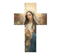 Cruz de pared de madera vintage de Jesucristo, hecha a mano, cruz rústica, decoración elegante para colgar, arte de paredes religiosas para fe, esperanza y bendición, regalo cristiano (mezcla de