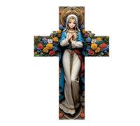 Cruz de pared de madera vintage de Jesucristo, hecha a mano, cruz rústica, decoración elegante para colgar, arte de paredes religiosas para fe, esperanza y bendición, regalo cristiano (mezcla de