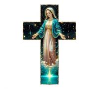 Cruz de pared de madera vintage de Jesucristo, hecha a mano, cruz rústica, decoración elegante para colgar, arte de paredes religiosas para fe, esperanza y bendición, regalo cristiano (mezcla de