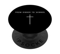 Cruz de pecador a Ganador - Religioso Cristiano Minimalista PopSockets PopGrip Adhesivo