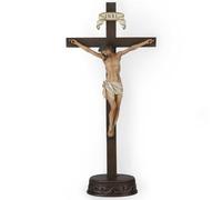 Cruz de pie con crucifijo católico BC, decoración del hogar de Jesucristo, regalo religioso, aspecto tallado de madera, acabado realista, 27,7 cm de alto, pintado a mano por Buildclassic