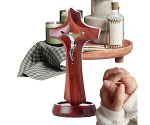 Cruz de pie - Icono de fe, figura bíblica para el hogar, estatua del Evangelio, de santuario católico, decoración de iglesia de Jesús, pieza simbólica, acento de cristianismo devocional