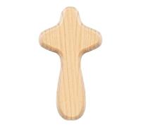 Cruz de retención de madera - Bolsa de oración única y portátil con cruces, diseño ergonómico con vetas de madera natural, cruces flexibles, cruz de bolsillo, que se puede poner en la mano en la