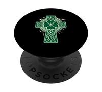Cruz de trébol con Nudo Celta - Orgullo irlandés del día de San PopSockets PopGrip Adhesivo