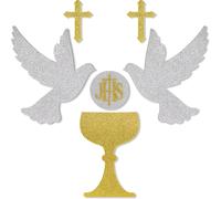 Cruz decorativa de fieltro, y letrero de " te " para de comunión, ideal para decorar comunión, bautismo, confirmación, de fiestas cristianas