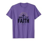 Cruz devocional Religiosa del Hombre de fe para Hombres Camiseta, Hombre, Morado Jaspeado, 3XL