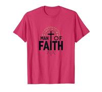 Cruz devocional Religiosa del Hombre de fe para Hombres Camiseta, Hombre, Rojo Jaspeado, XL