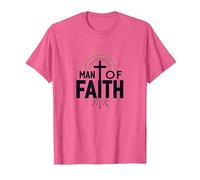Cruz devocional Religiosa del Hombre de fe para Hombres Camiseta, Hombre, Rosa Jaspeado, XL