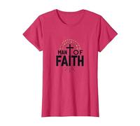 Cruz devocional Religiosa del Hombre de fe para Hombres Camiseta, Mujer, Rojo Jaspeado, XL