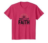 Cruz devocional Religiosa del Hombre de fe para Hombres Camiseta, Niños, Rojo Jaspeado, 3 años