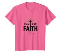 Cruz devocional Religiosa del Hombre de fe para Hombres Camiseta, Niños, Rosa Jaspeado, 3 años