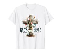 Cruz Floral Cristiana de la Biblia Grow in Grace Camiseta
