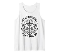 Cruz Floral de St. Genevieve Pray for Us Camiseta sin Mangas