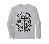 Cruz Floral de St. Genevieve Pray for Us Manga Larga