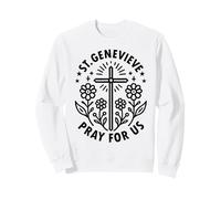 Cruz Floral de St. Genevieve Pray for Us Sudadera