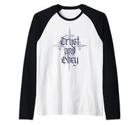 Cruz gótica del Himno Cristiano de Confianza y Obedecer Camiseta Manga Raglan