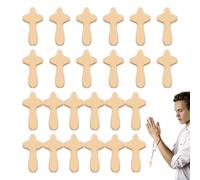 Cruz hecha a mano - Cruz de madera a granel, madera de pino de 10 cm, cruz con oración, pequeñas cruces aferradas, cruz con oración de palmera | Confortante recuerdo espiritual para la devoción pers