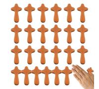 Cruz hecha a mano - Cruz de madera a granel, madera de pino de 10 cm, cruz con oración, pequeñas cruces aferradas, cruz con oración de palmera | Confortante recuerdo espiritual para la devoción pers