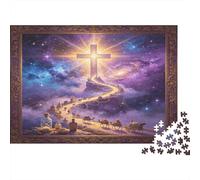 Cruz Luminosa Cielo Estrellado Puzzle de 1000 Piezas Papel para Adultos Escena Celestial Juego de Puzzle 1000 Piezas Relajación Hogar 38x26cm/1000pcs