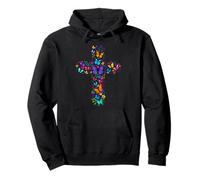 Cruz Mariposa Fe Cristiana Jesús Adoración Religiosa Sudadera con Capucha