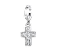 Cruz Medallón Colgante Charm, 925 Plata de Ley Charm Beads para Pulsera