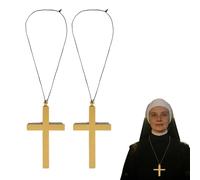 Cruz Necklace 2 Unidades, Collares de Cruz para Halloween, Accesorio Religioso para Adultos y Niños, 22.5 cm, Regalo Ideal para Disfraces de Sacerdote, Monja y Más