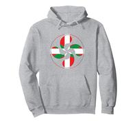 Cruz País Vasco Lauburu Ikurrina Euskal Herria EU España Sudadera con Capucha, Unisex para Adultos, Gris Jaspeado, S