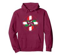 Cruz País Vasco Lauburu Ikurrina Euskal Herria EU España Sudadera con Capucha, Unisex para Adultos, Granate, M