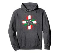 Cruz País Vasco Lauburu Ikurrina Euskal Herria EU España Sudadera con Capucha, Unisex para Adultos, Jaspeado Oscuro, XL