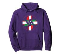 Cruz País Vasco Lauburu Ikurrina Euskal Herria EU España Sudadera con Capucha, Unisex para Adultos, Morado, M